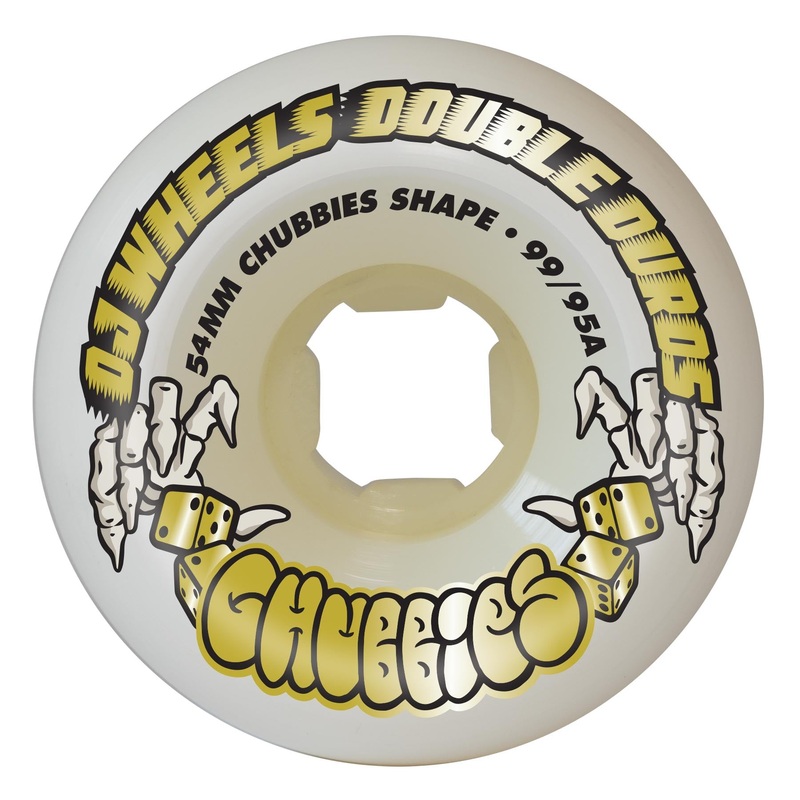 54mm Double Duro Chubbies 99a/95a OJ Skateboard Wheels White 54mm