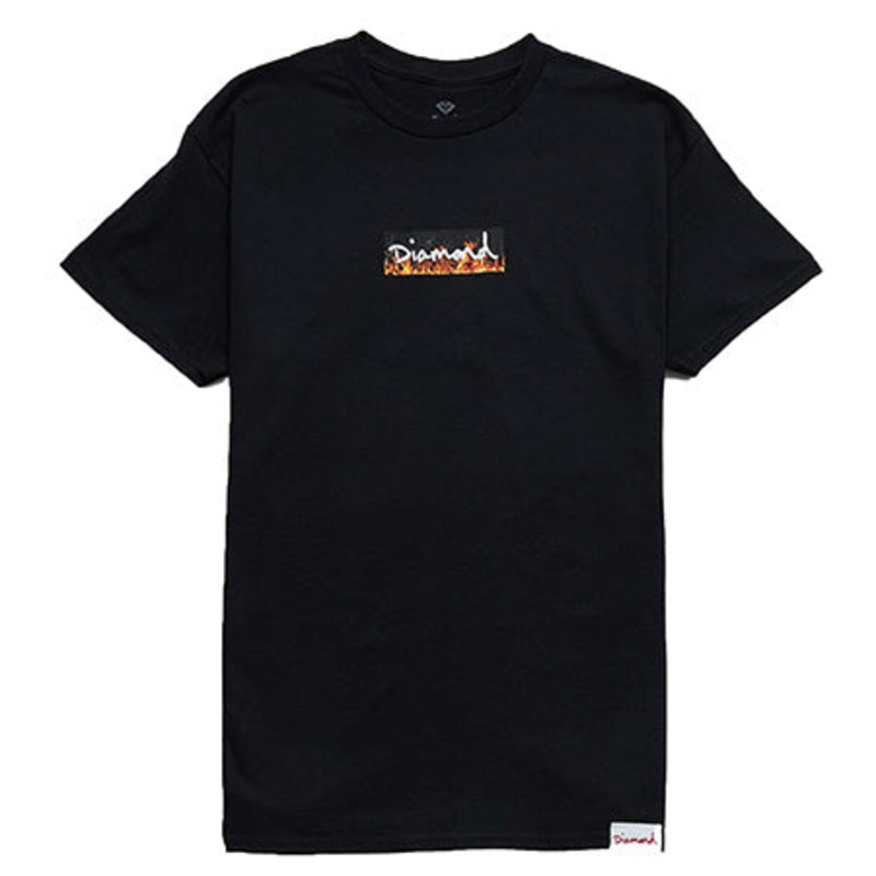 Diamond Flame Mini Box Logo T Shirt Black Large