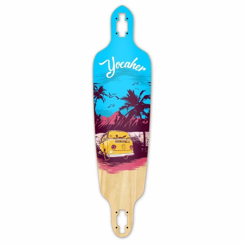 Punked Drop Through Longboard Deck – VW Series – Blue N’ Red Deck