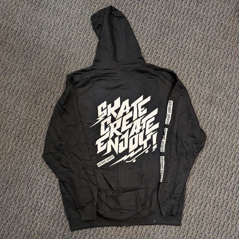 STREET PLANT “SKATE CREATE ENJOY” ZIP-UP HOODED SWEATSHIRT Small