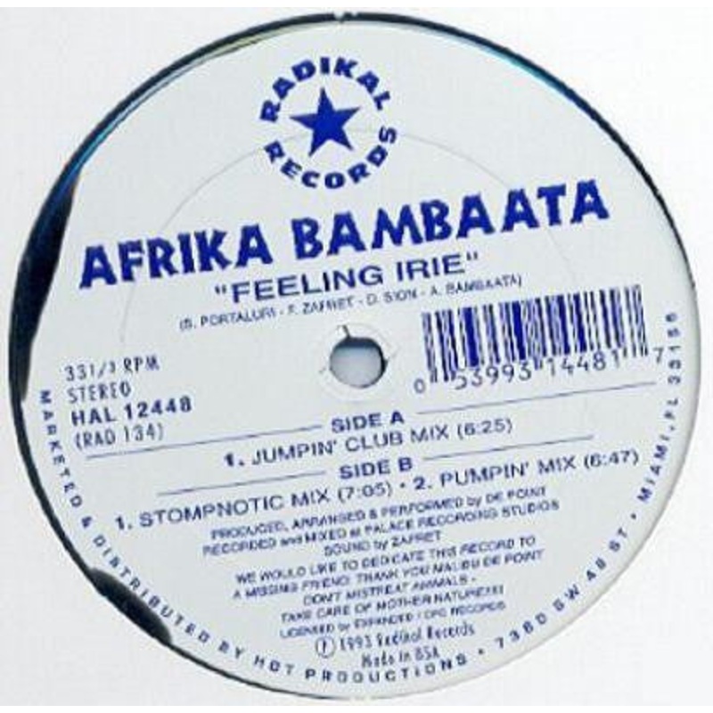 Afrika Bambaataa  Feeling Irie 12″ Single Vinyl Record