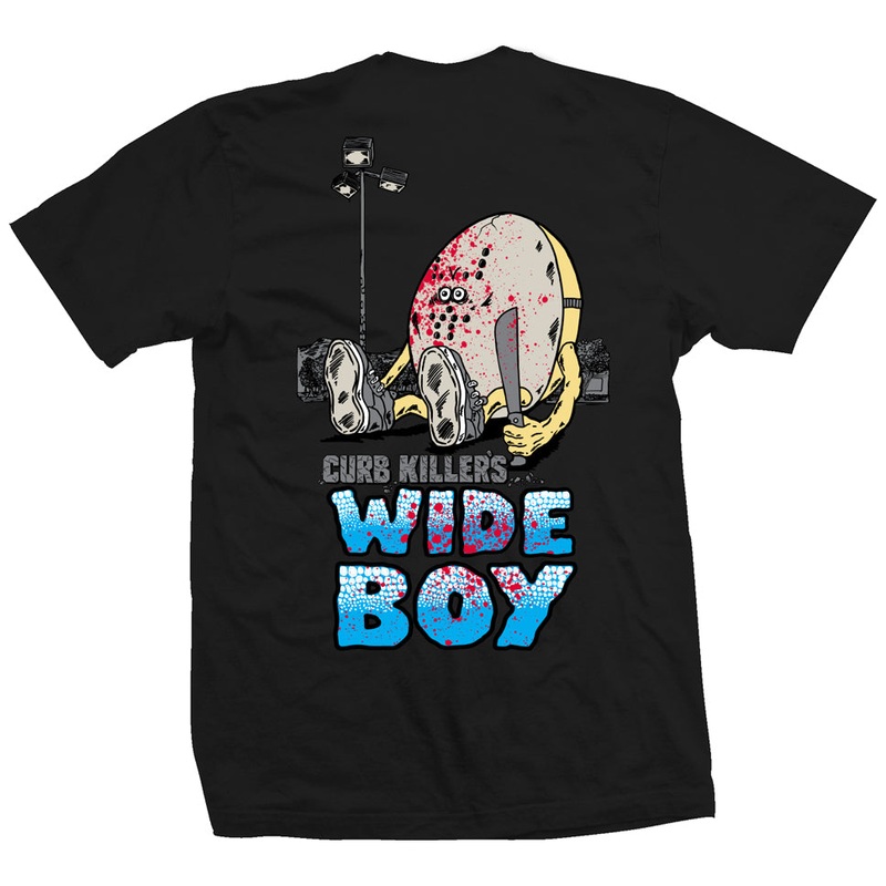 Heroin Skateboards Curb Killer Wide Boy T Shirt Black Small