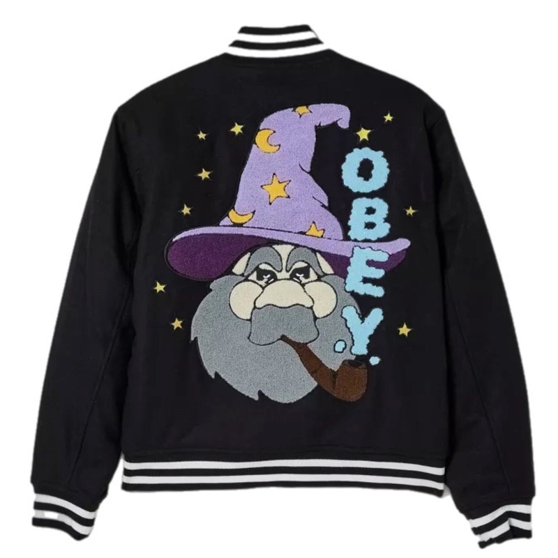 OBEY WIZARD VARSITY JACKET M