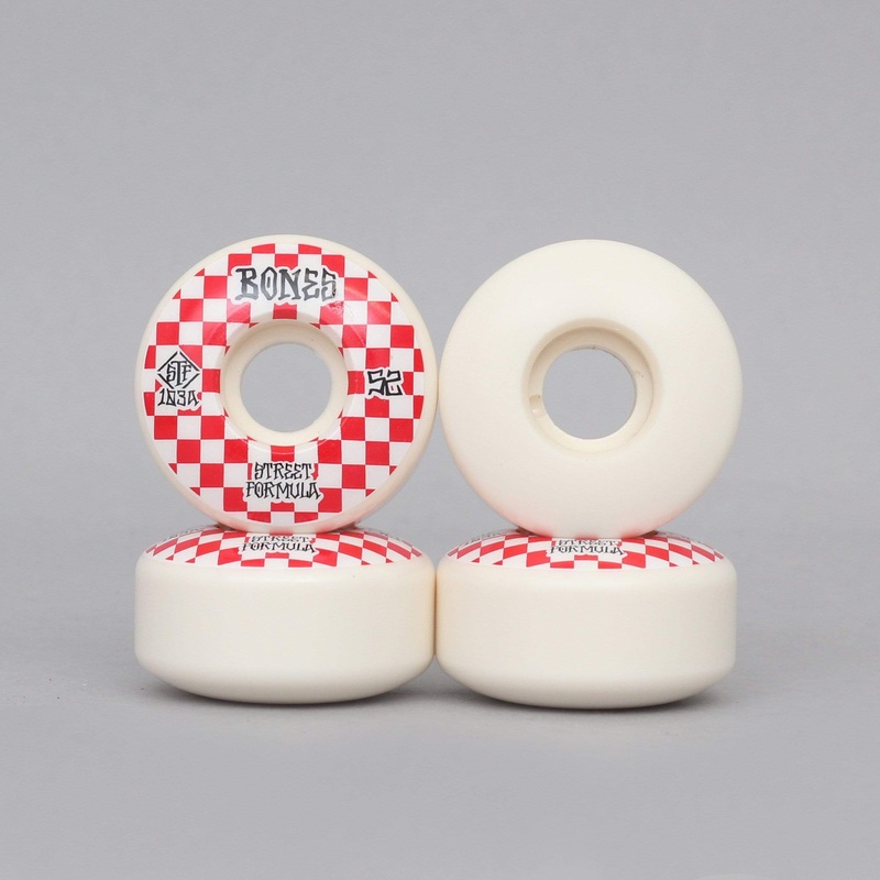 Bones 52mm 103A STF Patterns V3 Slims Skateboard Wheels White / Red