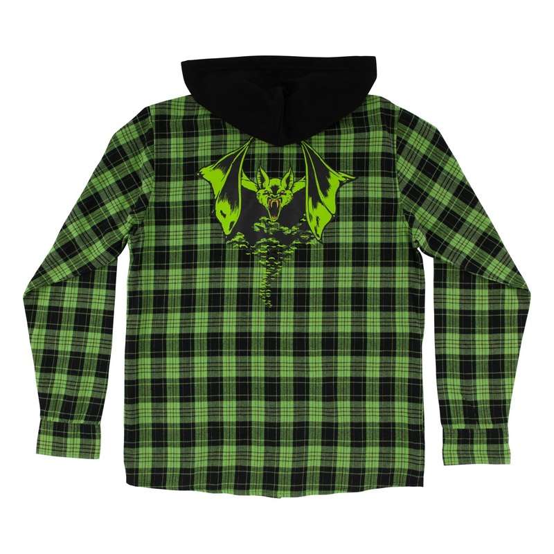 Creature Bat Relic Hooded Flannel Small Green/Black