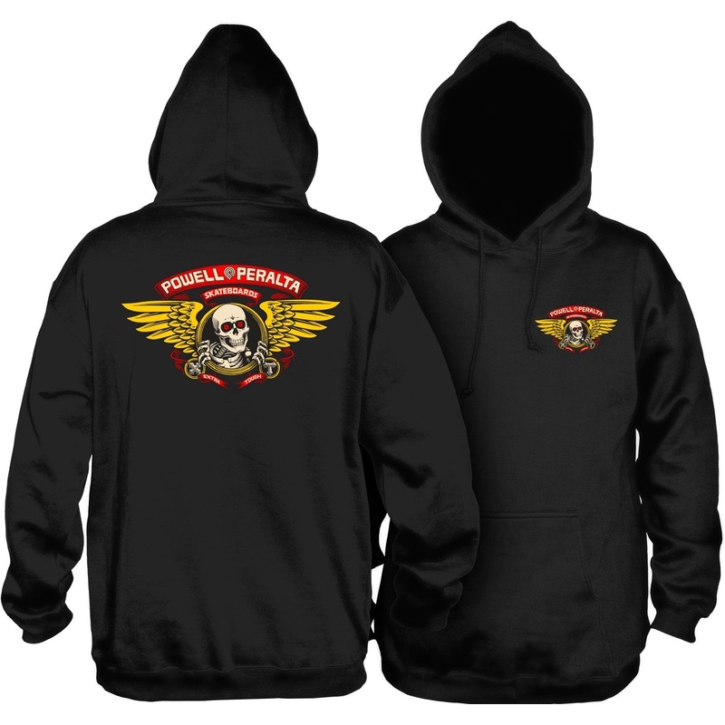 Powell Peralta Winged Ripper Mid-Weight Hooded Sweatshirt Small Black