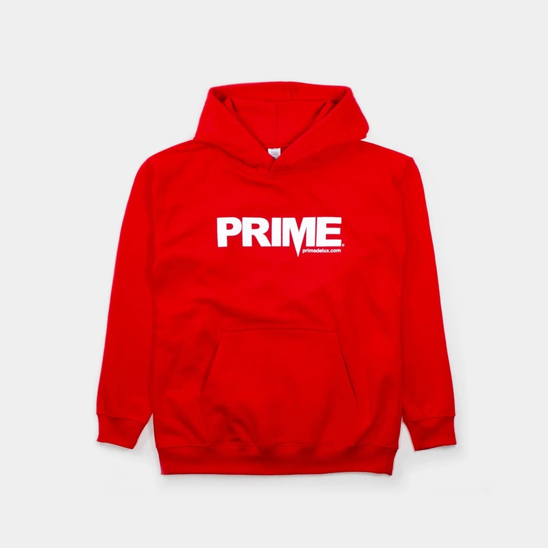 Prime Delux OG Logo Kids Hooded Sweat – Red/ White Kids S