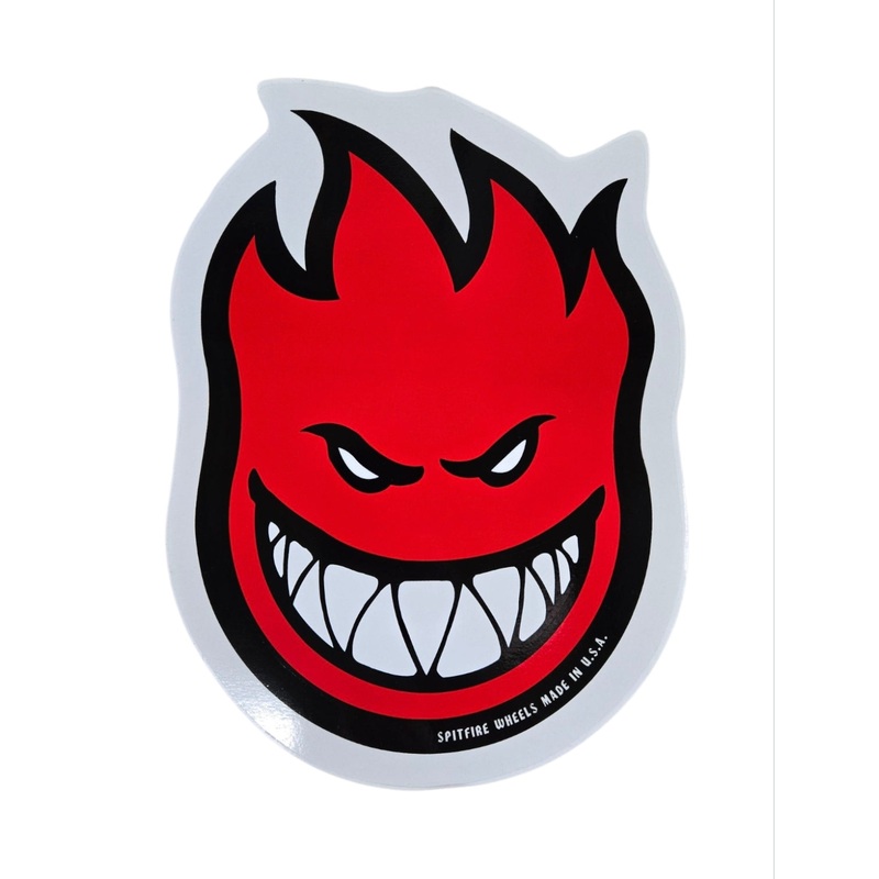 9″x12″ Vintage Spitfire Wheels Big Head Sticker Large – RED BLACK