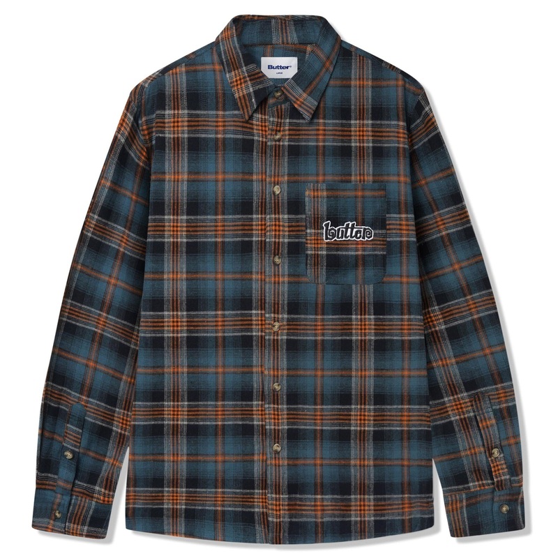 Butter Goods Swirl Plaid Shirt Blue/Orange M