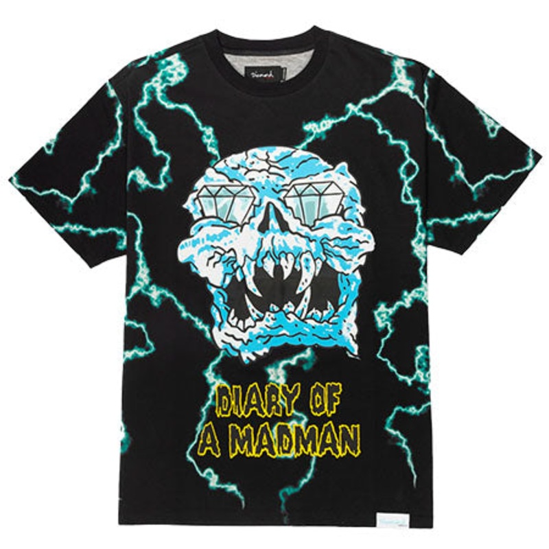 Diamond Diamond x Ozzy Osbourne Mad Lightning All Over Print T Shirt Black Small
