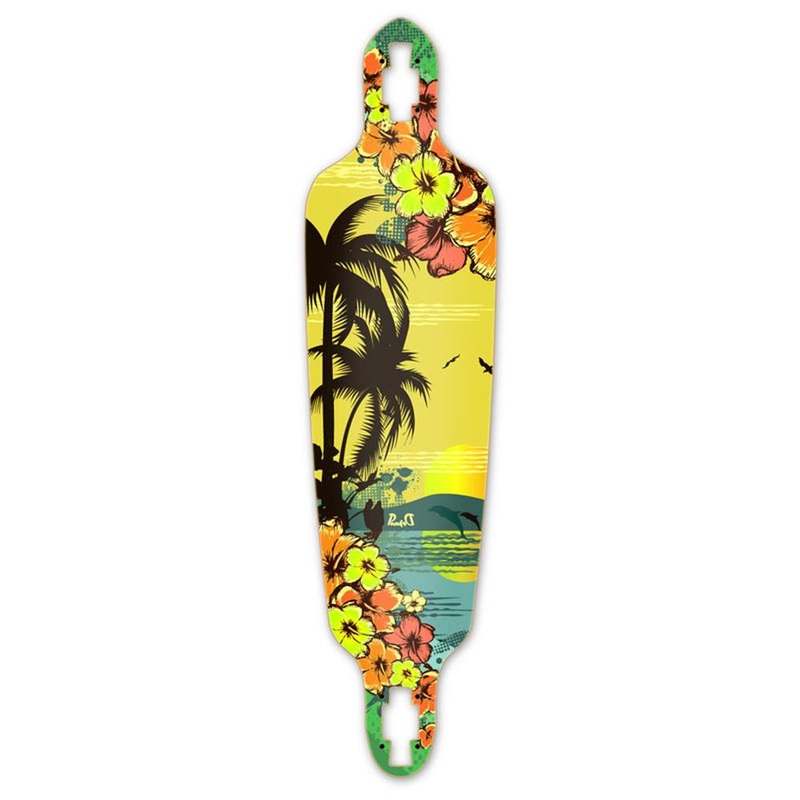 Punked Drop Through Tropical Day Longboard Deck Deck