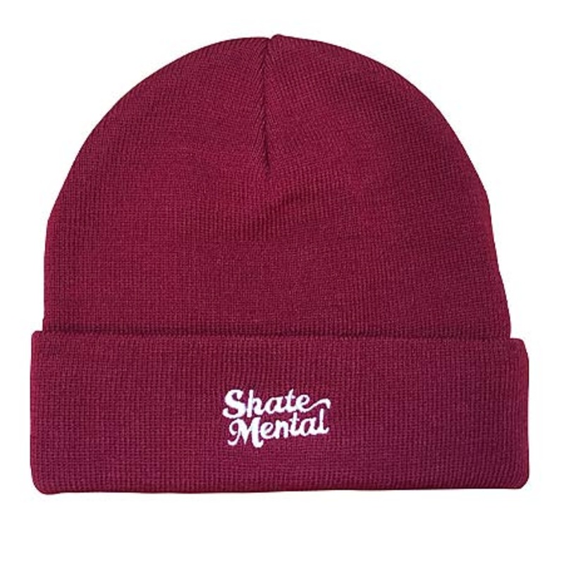 Skate Mental Script Logo Beanie Burgundy One size fits all