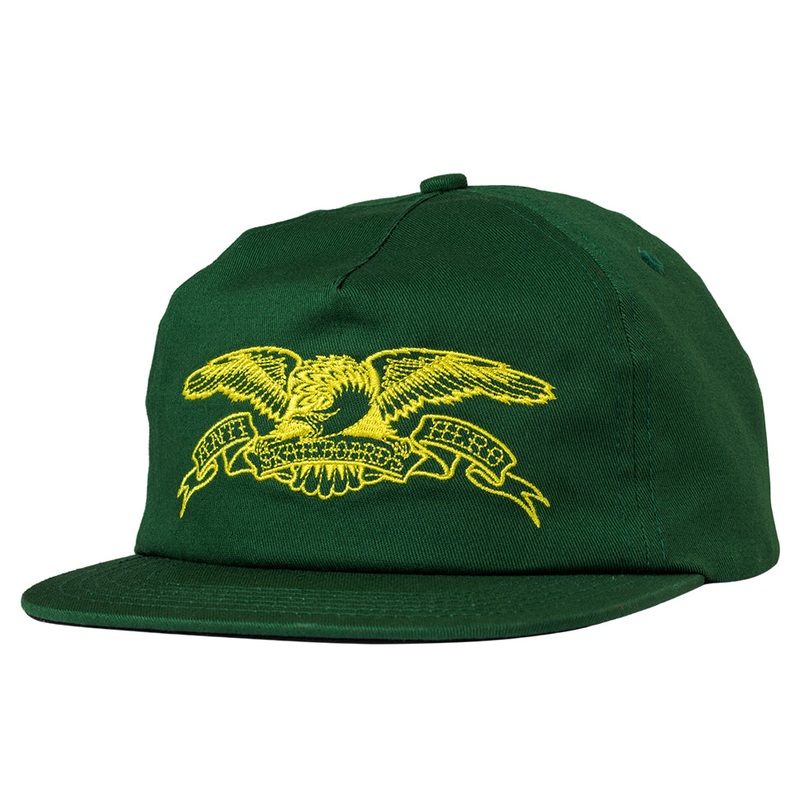 Anti-Hero Basic Eagle Dark Green Snap-Back Hat Dark Green/ Yellow One Size Fits All