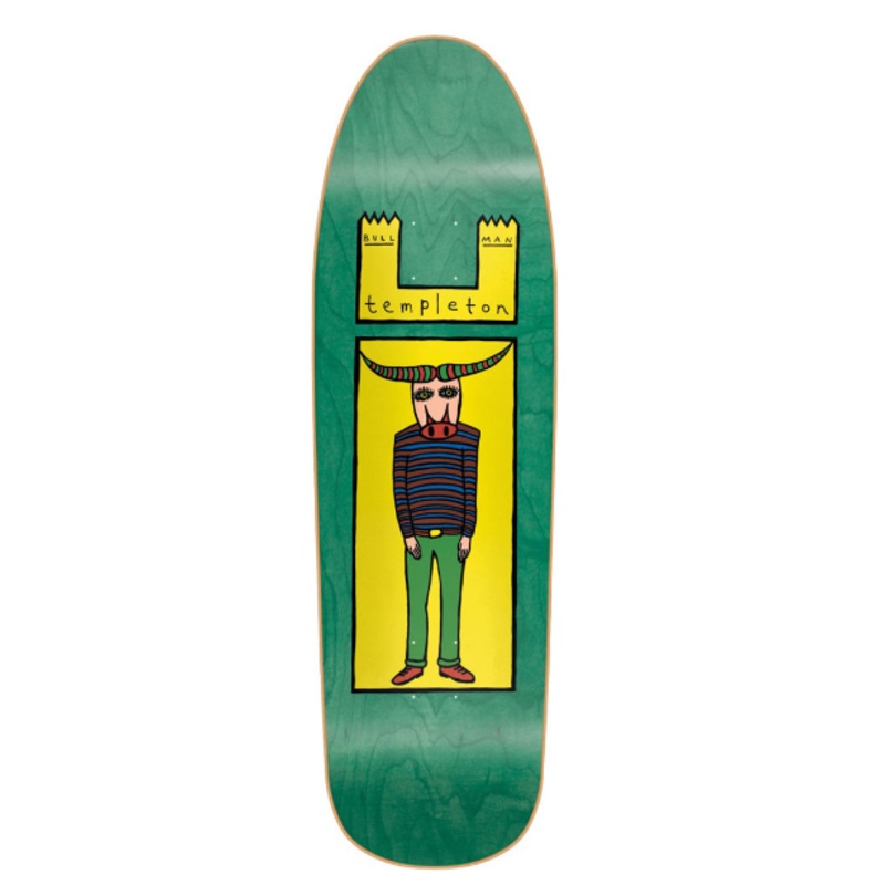 New Deal Templeton Bull Man Old School Reissue Deck Green 9.35 in 9.35 in