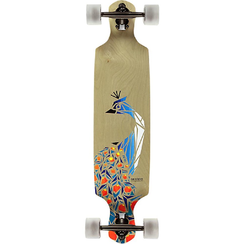 San Clemente Birds Of Paradise Peacock Drop Through 36″ longboard Complete