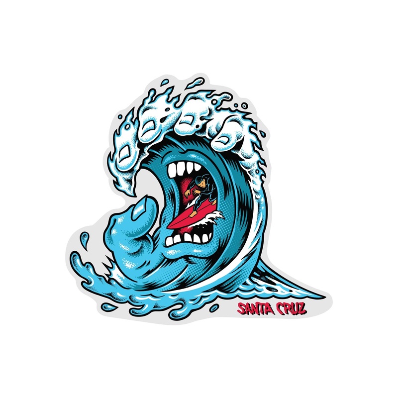 Screaming Wave 4.25in Santa Cruz Stickers (25 Pack) Blue 4.25 in