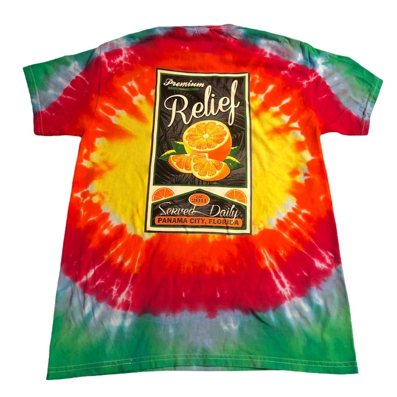 RELIEF ORANGE SLICE T SHIRT TIE DYE S