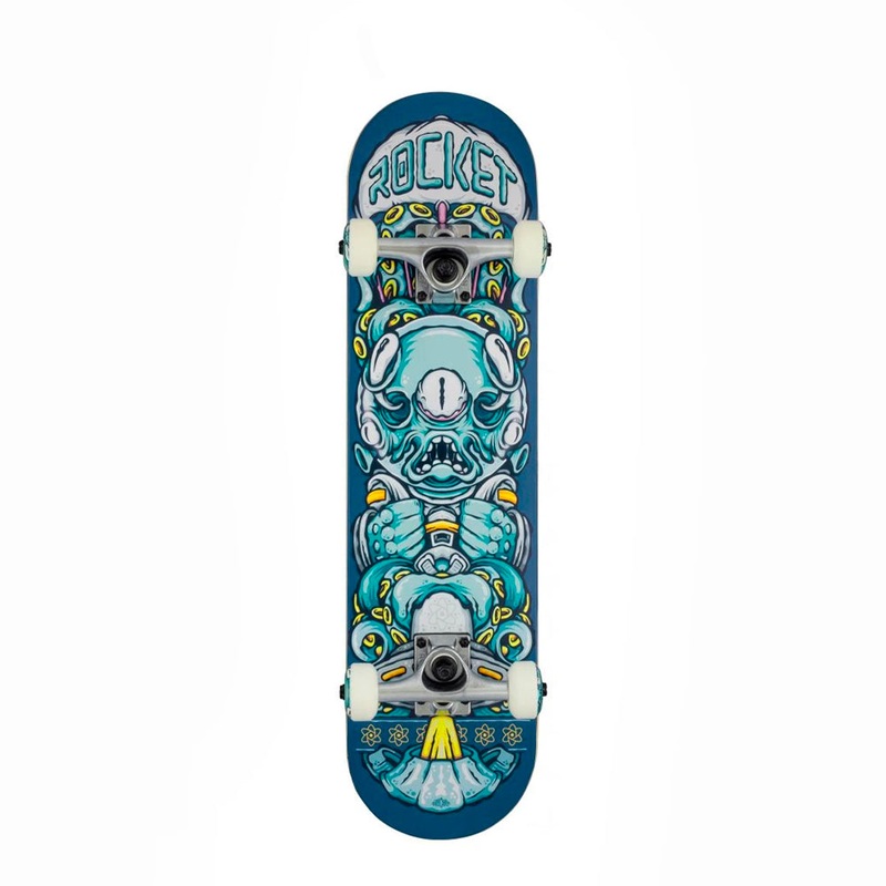 Rocket 7.375″ Mini Alien Pile-Up Complete Skateboard – Blue