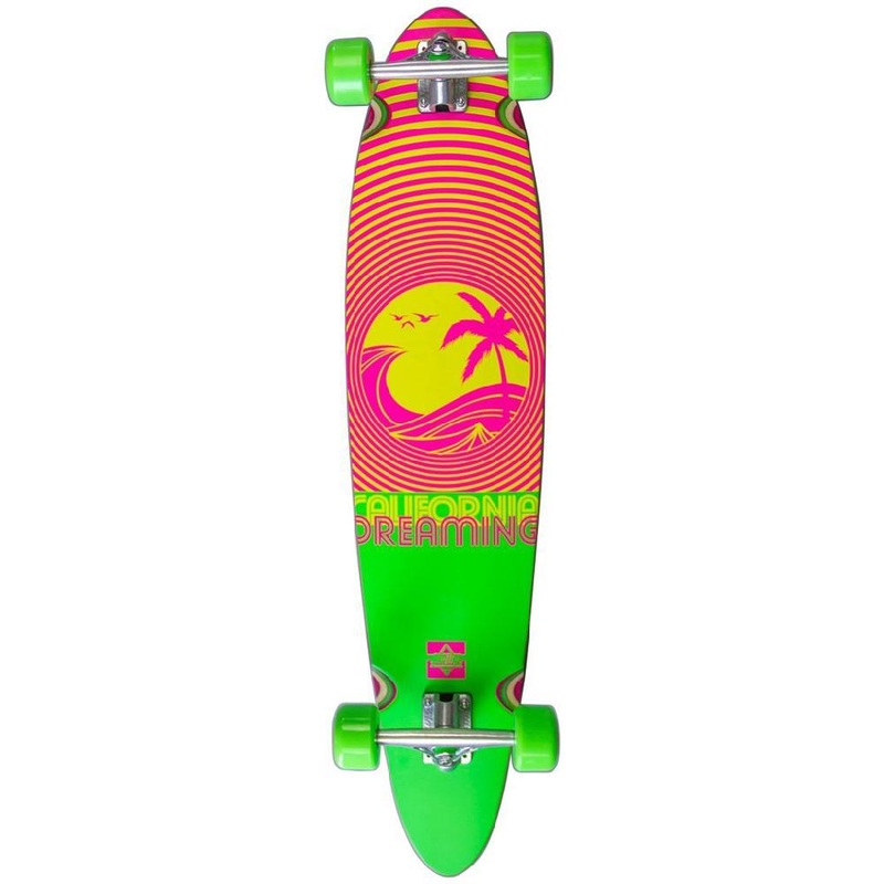Dusters California Dreaming Neon Green 40″ Pintail Longboard Complete