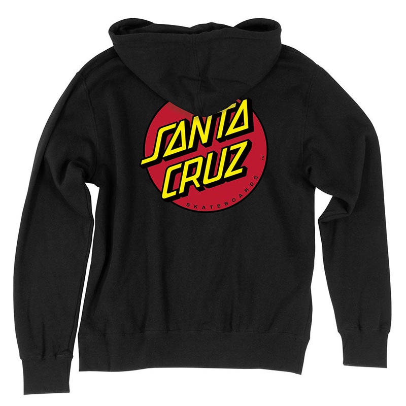 Santa Cruz Classic Dot Zip Up Heavyweight Hooded Sweatshirt Small Black