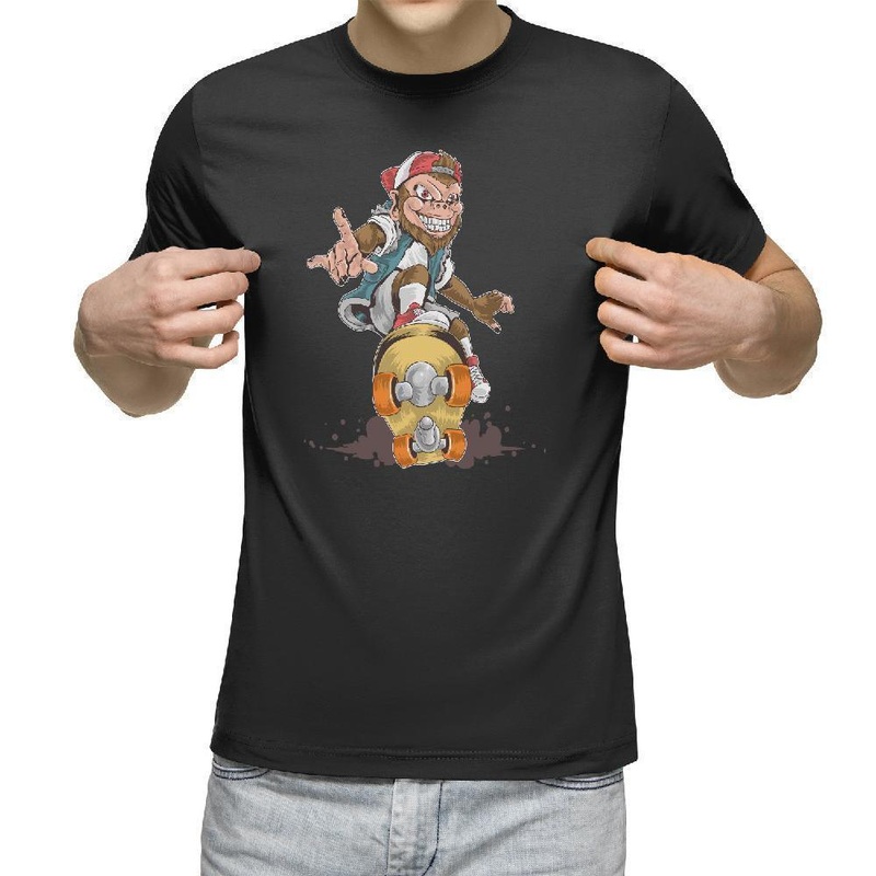 Skate Monkey Skateboard T-Shirt S Black