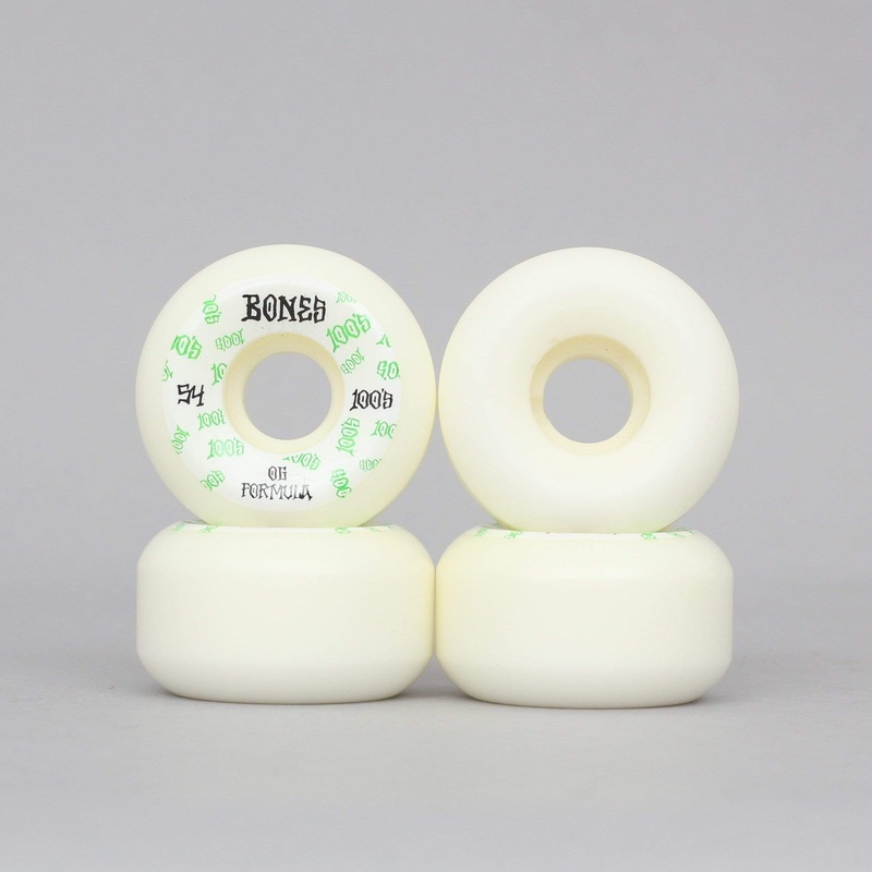 Bones 54mm 100’s V5 #3 Sidecut Skateboard Wheels White / Green