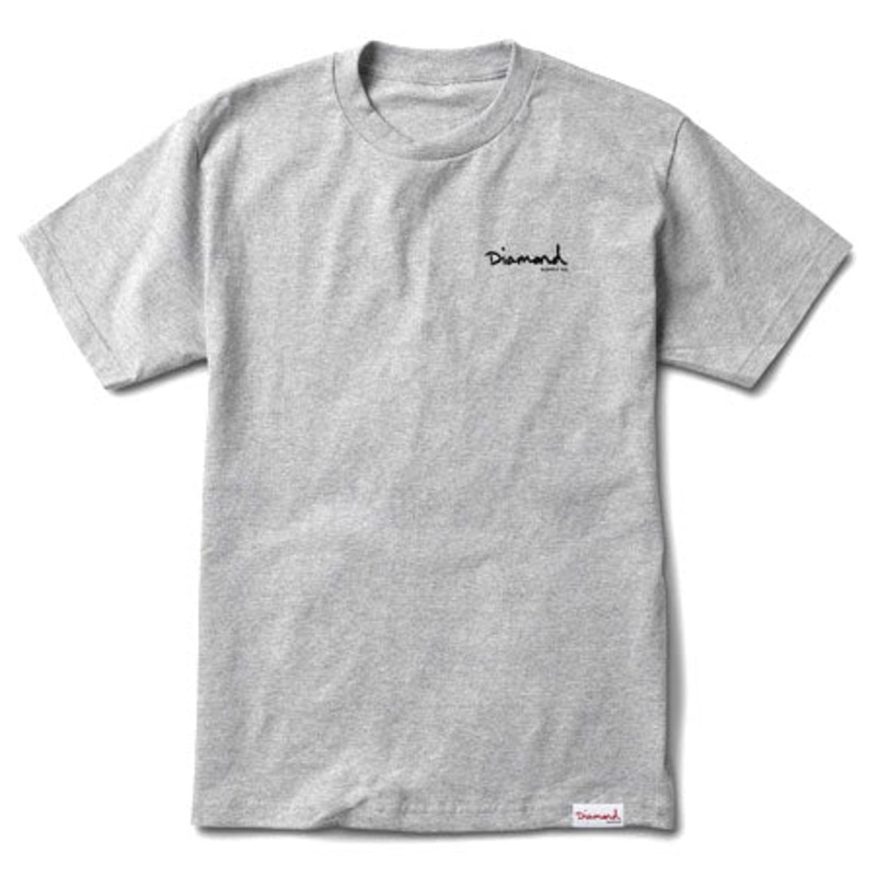 Diamond Signature OG Script T Shirt Heather Grey Extra Large
