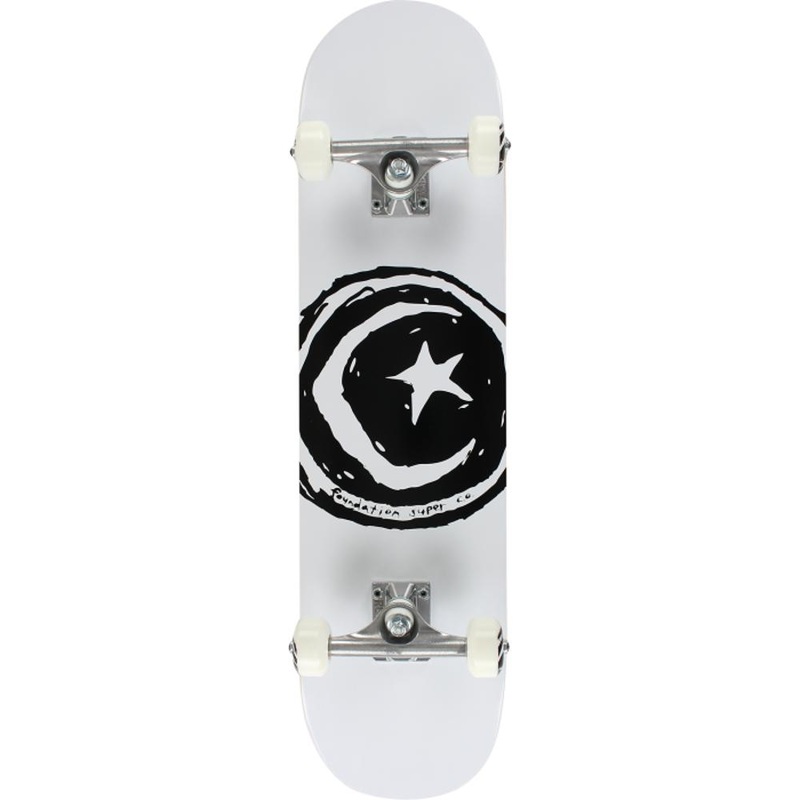 Foundation Star & Moon 7.75″ White Skateboard