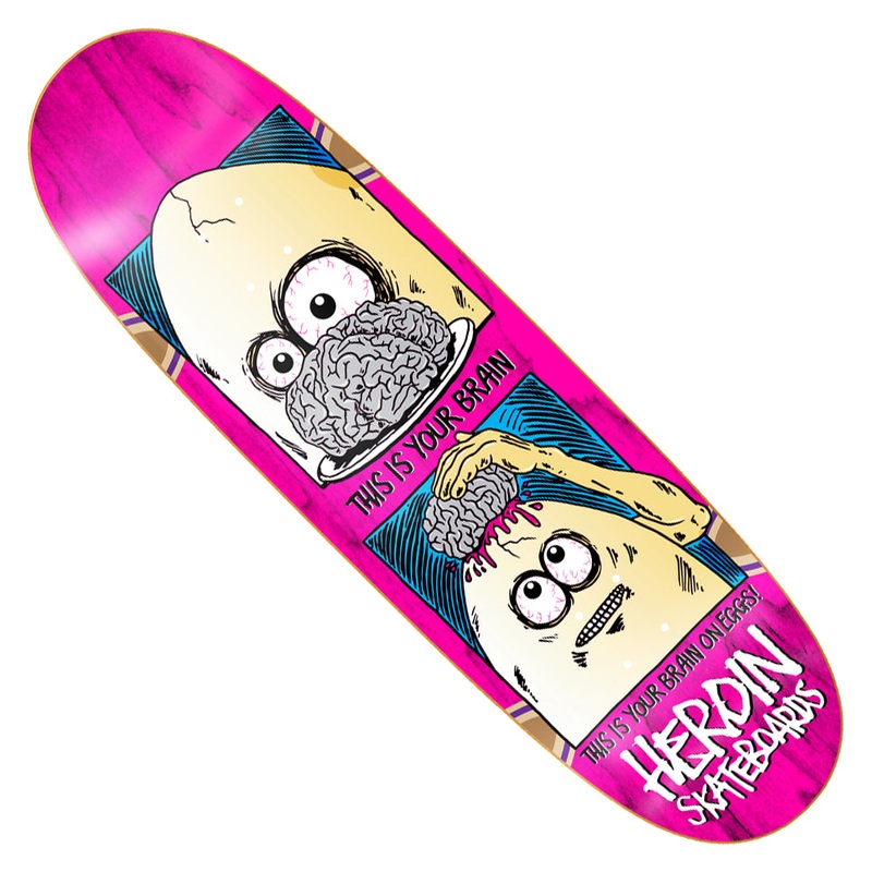 Heroin Skateboards Brain on Eggs Egg Shaped Deck Assorted Woodgrain 9.5 x 32 WB:14