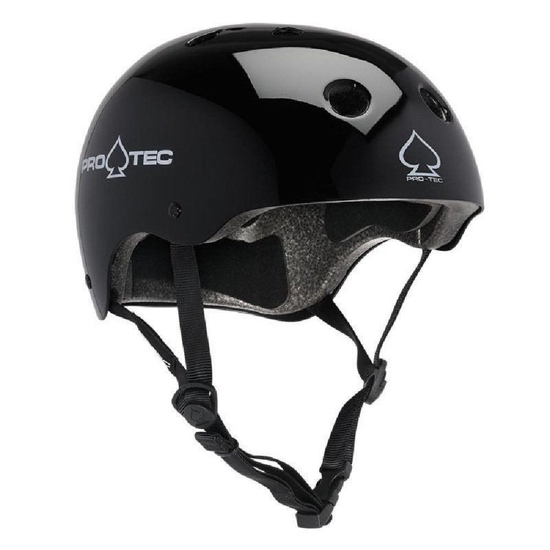 Pro-Tec Classic Gloss Black Skateboard Longboard Helmet (Certified) XS