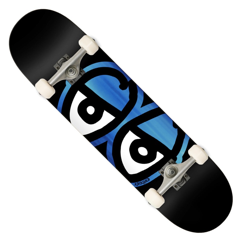 Krooked Eyes Foil Complete Skateboard Black/ Blue 8 x 31.75 WB:14.25