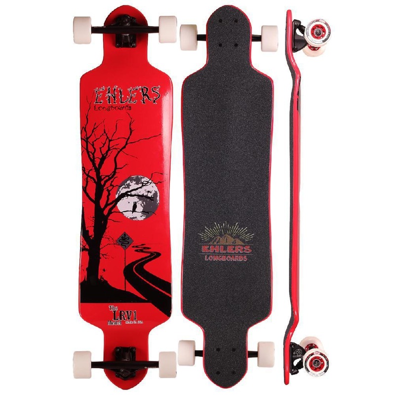 LRV1 40″ Drop Down Longboard in Red Lunar Rover Ehlers Longboards Complete