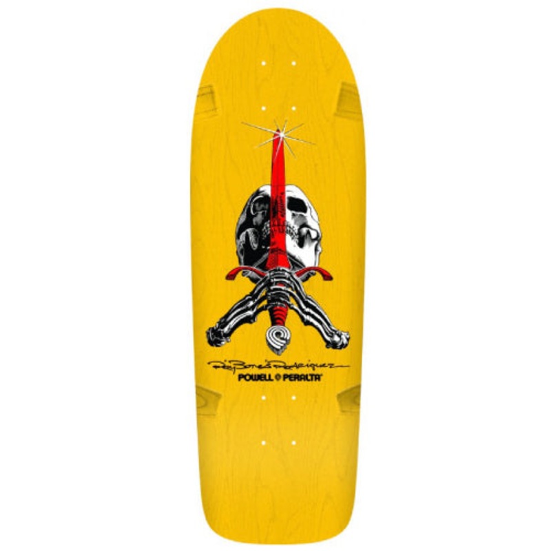 Powell Peralta Ray Rodriguez OG Skull and Sword Yellow Reissue Skateboard Deck 10″ 10.0″