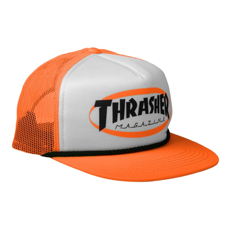 Thrasher Ellipse Mag Logo Trucker Rope Hat (Orange) OS