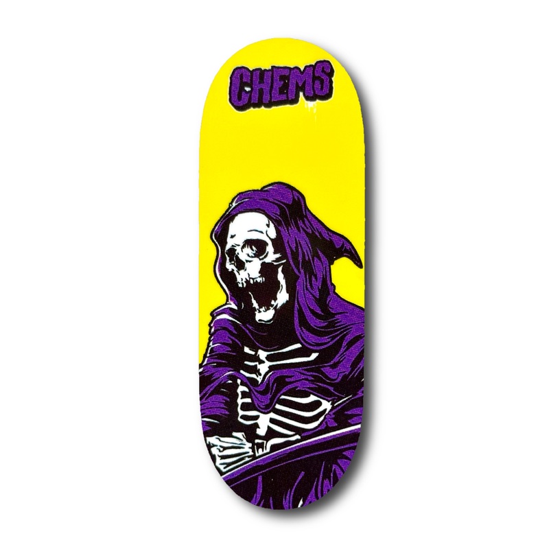 Chems Yellow Purple Reaper Fingerboard Deck 29mm Mid-Pro Popsicle