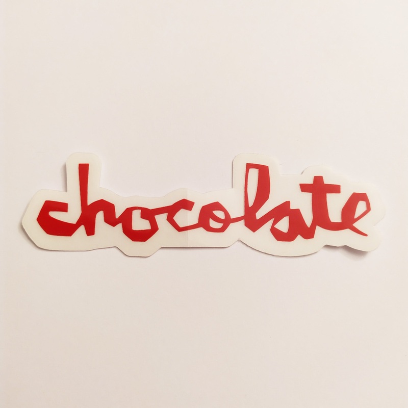 Chocolate Chunk Logo Skateboard Sticker – Red – 14 cm across approx.