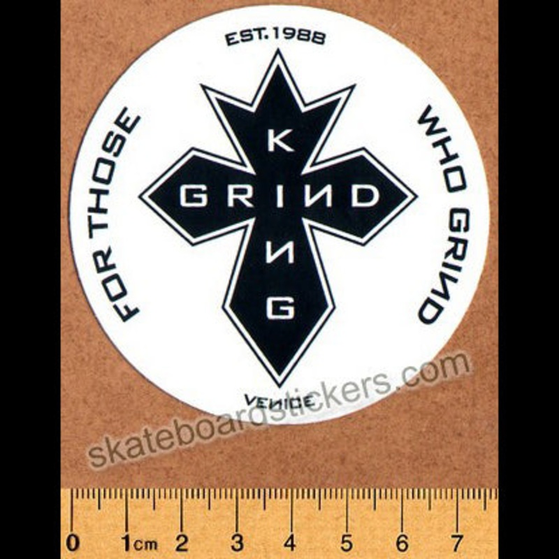 Grind King Skateboard Sticker – GK Cross White