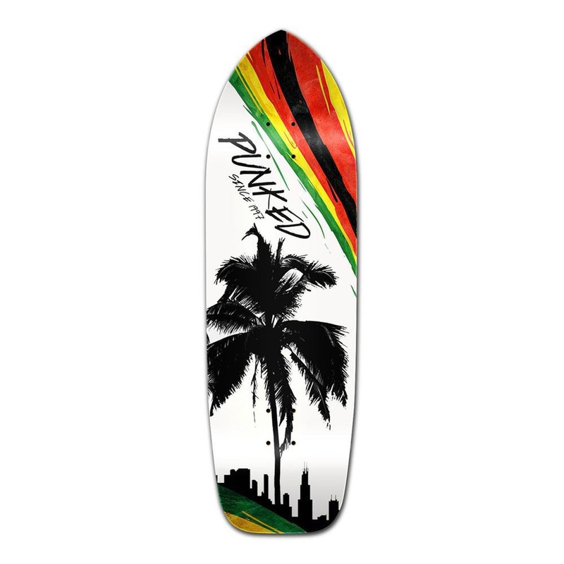 Punked Old School Longboard Deck – Palm City Rasta Deck