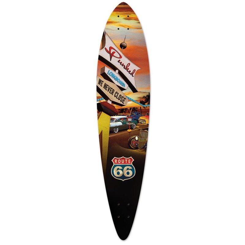 Punked Pintail Longboard Deck – Route 66 Series – Diner Deck
