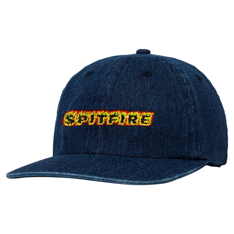 Spitfire Flames Script Denim Strap-Back Hat Blue One Size Fits All