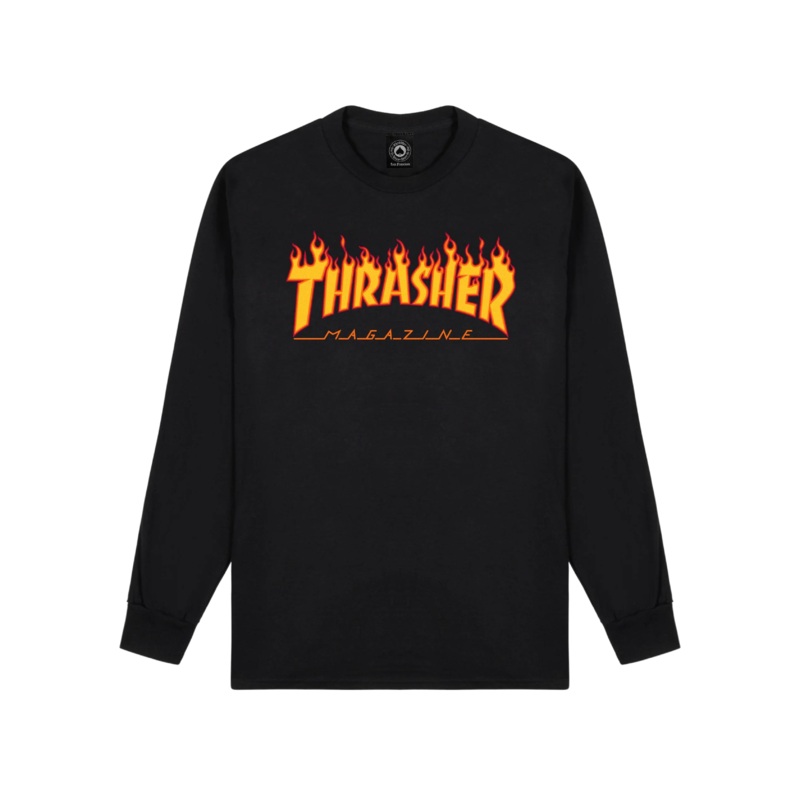 Thrasher Flame Long Sleeve T-Shirt Black Small