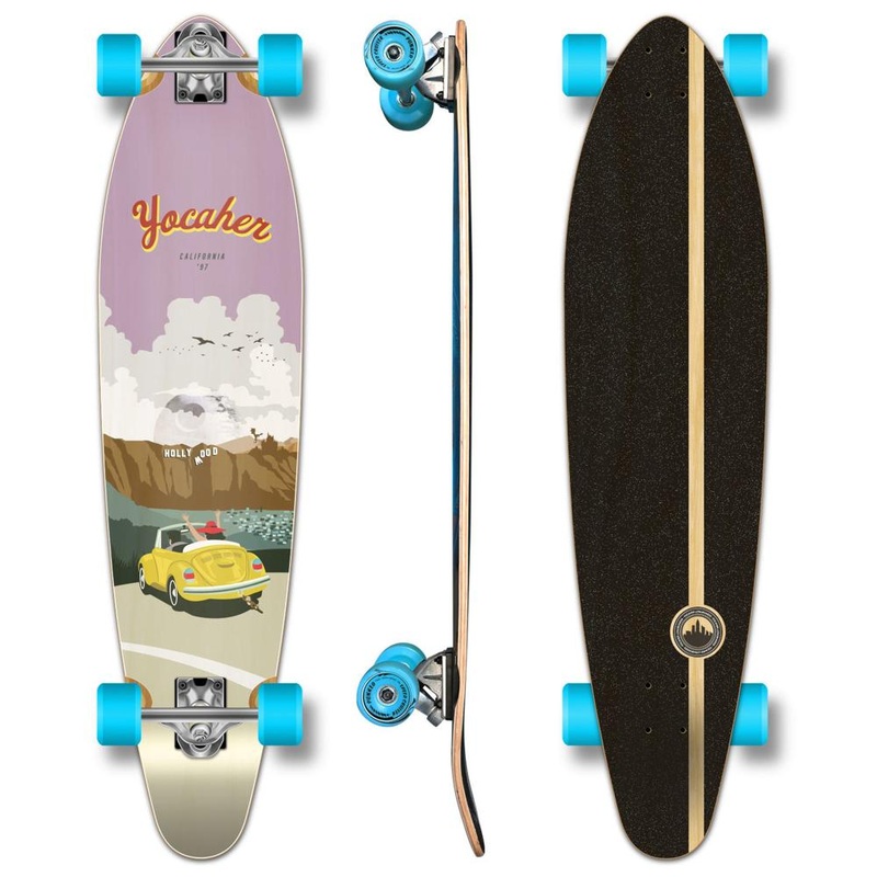 Yocaher Kicktail Longboard Complete – VW Beetle Series – Yellow Complete