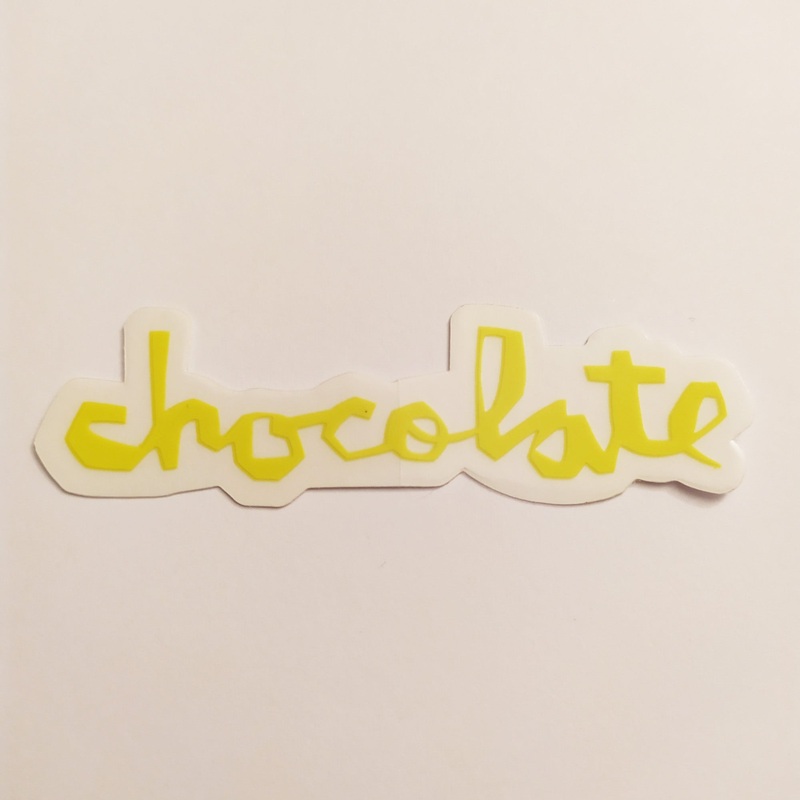 Chocolate Chunk Logo Skateboard Sticker – Lime Green – 8cm across approx