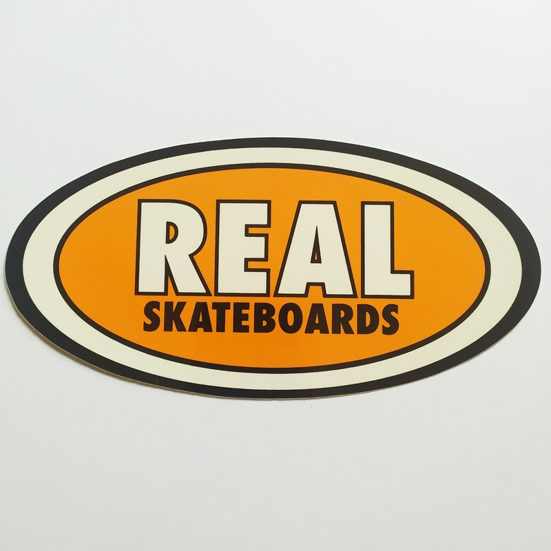 Real Skateboards Oval Sticker – orange medium