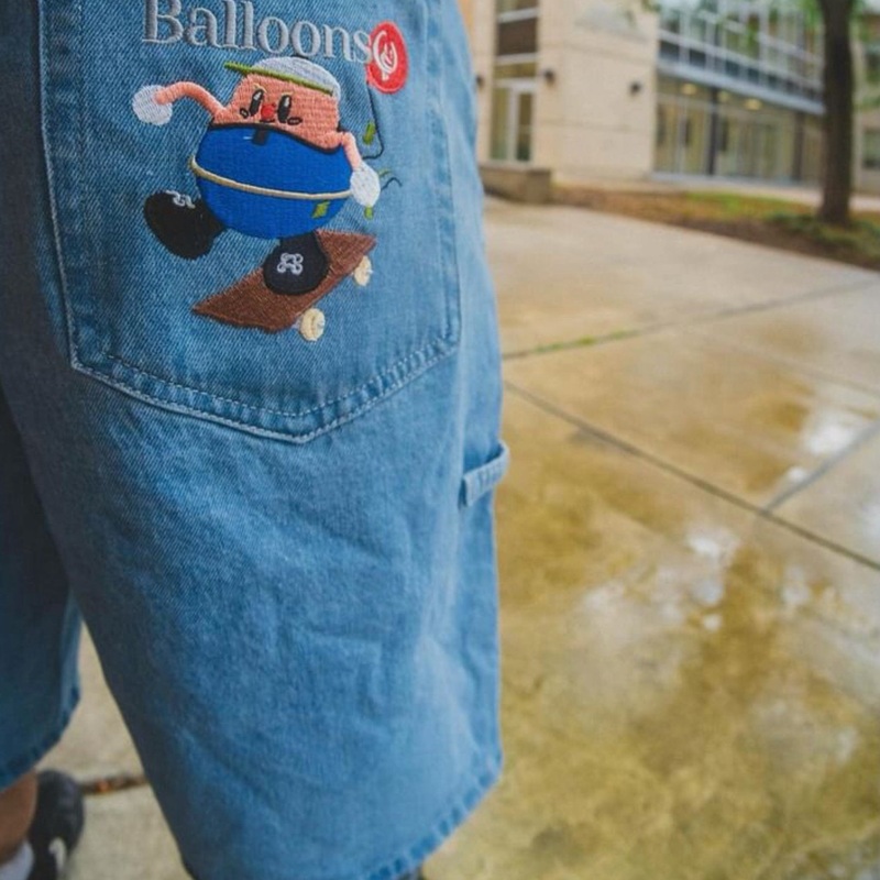 BALLOONS LIGHT WASH BAGGY DENIM SHORT 30