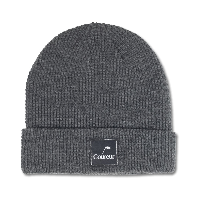 Coureur Goods Waffle Knit Pennant Patch Beanie Gunmetal