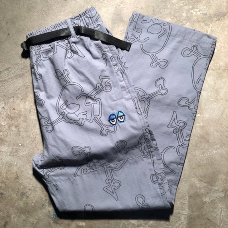 Krooked Skateboards – Style Eyes Ripstop Double Knee Pant – Grey – Size XS XS