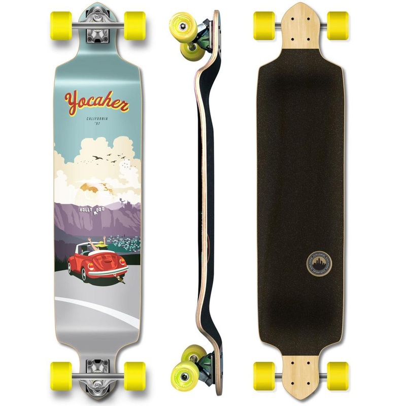 Yocaher Red VW Beetle Series 41″ Drop Down Longboard Complete