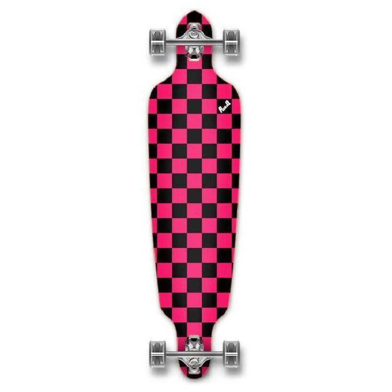 Punked Checkered Pink Drop Through Longboard Complete