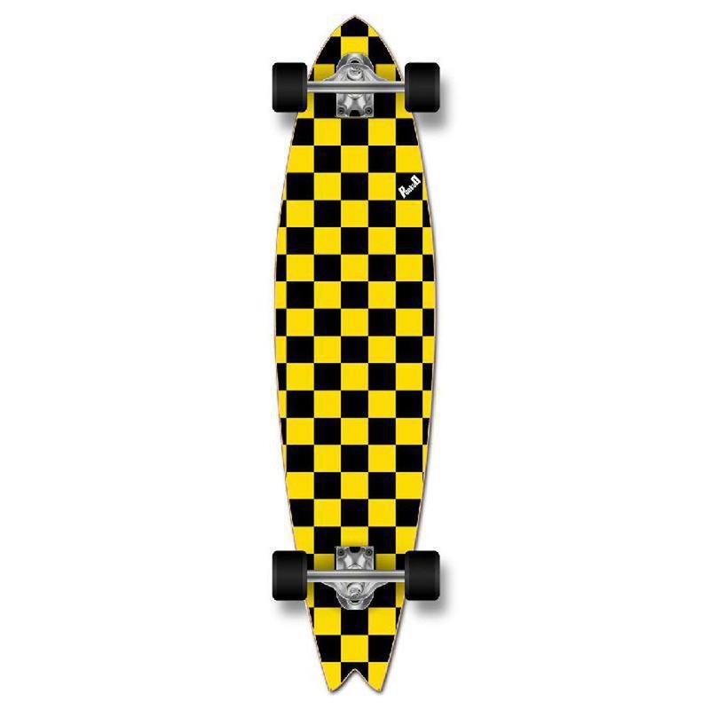 Punked Checkered Yellow Fishtail Longboard Complete